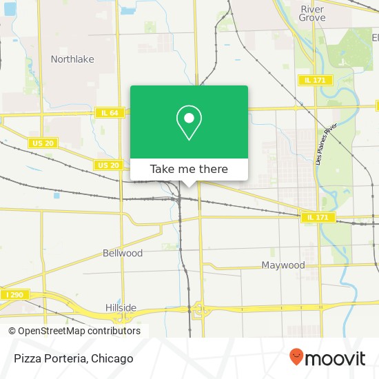 Mapa de Pizza Porteria, 110 N 25th Ave Melrose Park, IL 60160