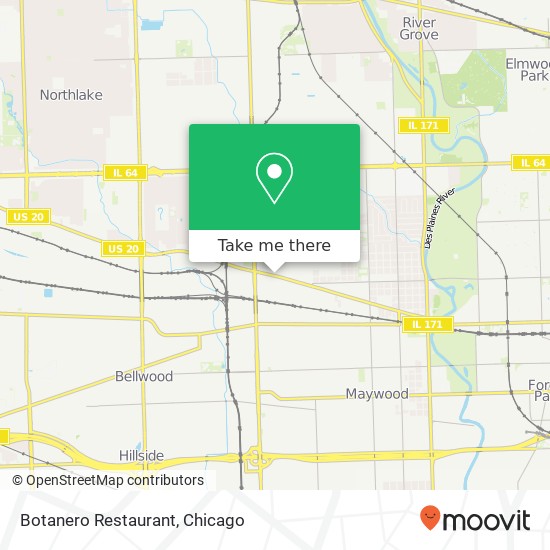 Mapa de Botanero Restaurant, 2211 W Lake St Melrose Park, IL 60160