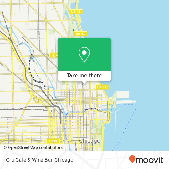 Mapa de Cru Cafe & Wine Bar, 25 E Delaware Pl Chicago, IL 60611