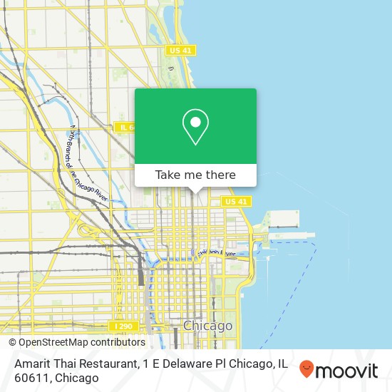 Mapa de Amarit Thai Restaurant, 1 E Delaware Pl Chicago, IL 60611
