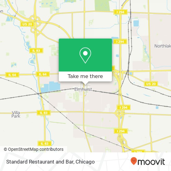 Mapa de Standard Restaurant and Bar, 116 E Schiller St Elmhurst, IL 60126