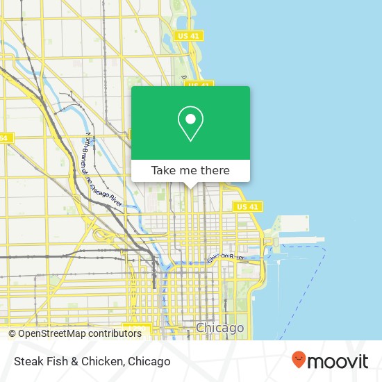 Mapa de Steak Fish & Chicken, 1002 N Clark St Chicago, IL 60610
