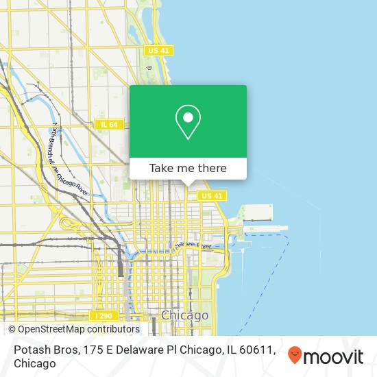 Mapa de Potash Bros, 175 E Delaware Pl Chicago, IL 60611