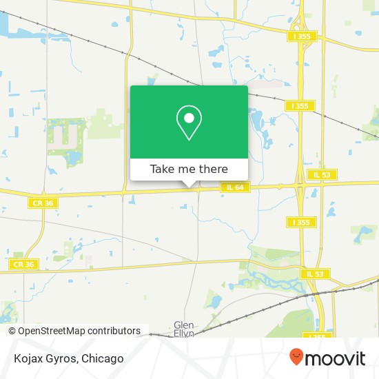 Mapa de Kojax Gyros, 540 North Ave Glendale Heights, IL 60139