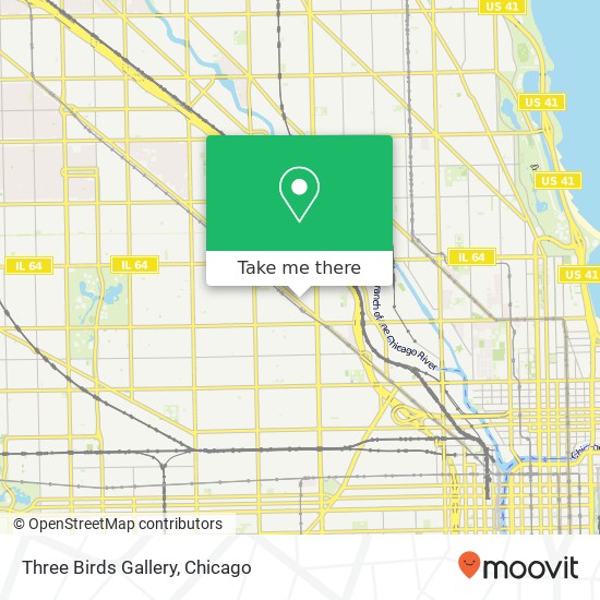 Mapa de Three Birds Gallery, 1323 N Milwaukee Ave Chicago, IL 60622