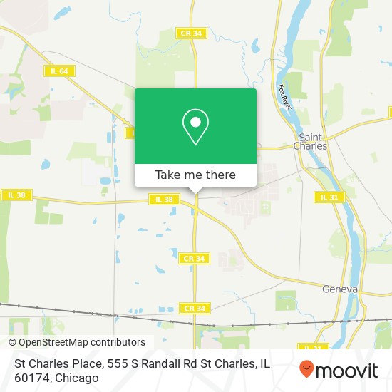 Mapa de St Charles Place, 555 S Randall Rd St Charles, IL 60174