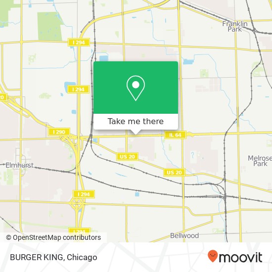 Mapa de BURGER KING, 59 E North Ave Northlake, IL 60164