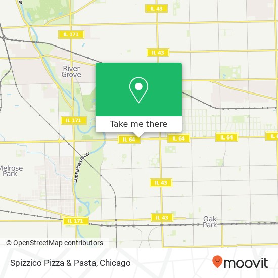 Mapa de Spizzico Pizza & Pasta, 7446 W North Ave Elmwood Park, IL 60707