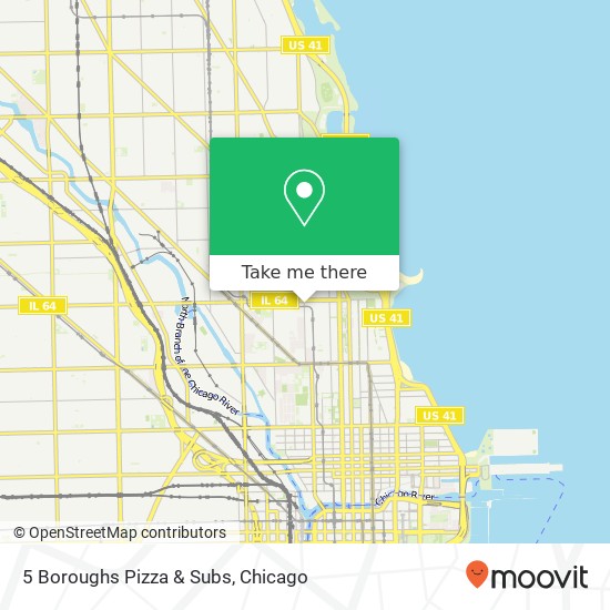 Mapa de 5 Boroughs Pizza & Subs, 1543 N Sedgwick St Chicago, IL 60610
