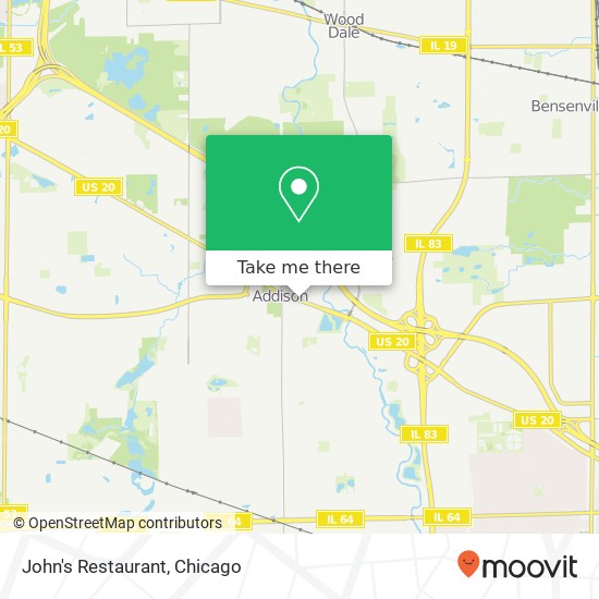 Mapa de John's Restaurant, 100 E Lake St Addison, IL 60101