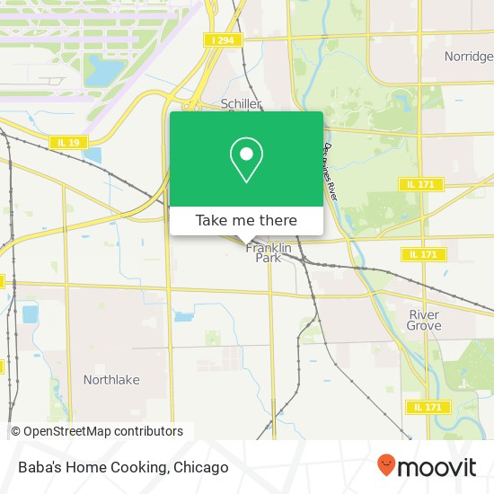 Mapa de Baba's Home Cooking, 9745 Franklin Ave Franklin Park, IL 60131