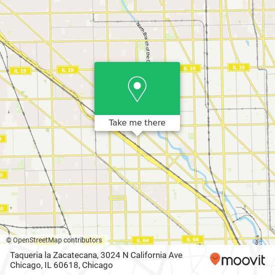 Mapa de Taqueria la Zacatecana, 3024 N California Ave Chicago, IL 60618