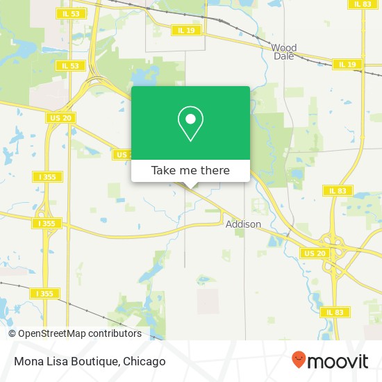 Mapa de Mona Lisa Boutique, 514 W Lake St Addison, IL 60101