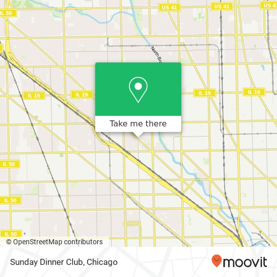 Mapa de Sunday Dinner Club, 3361 N Elston Ave Chicago, IL 60618