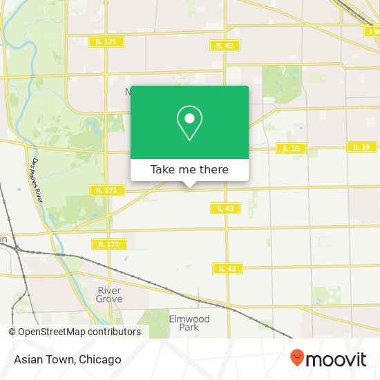 Mapa de Asian Town, 7534 W Addison St Chicago, IL 60634