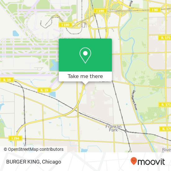 Mapa de BURGER KING, 4100 Denley Ave Schiller Park, IL 60176