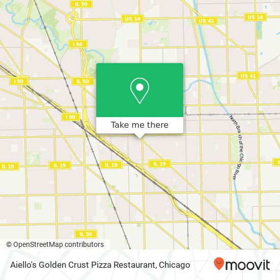 Mapa de Aiello's Golden Crust Pizza Restaurant, 4358 N Elston Ave Chicago, IL 60641