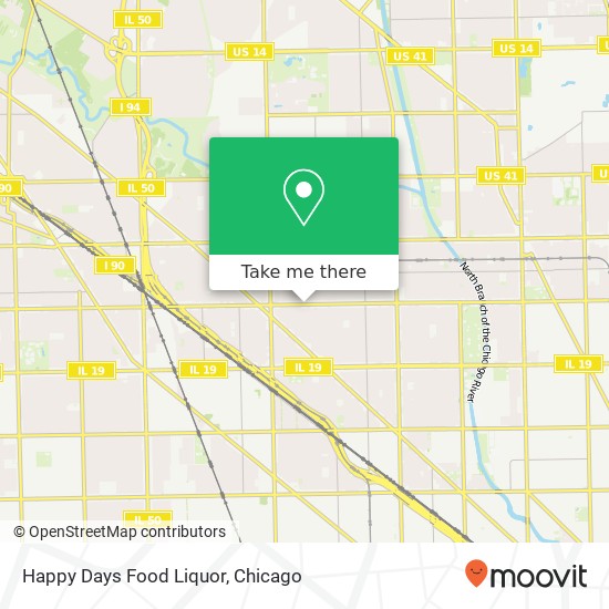 Mapa de Happy Days Food Liquor, 3755 W Montrose Ave Chicago, IL 60618