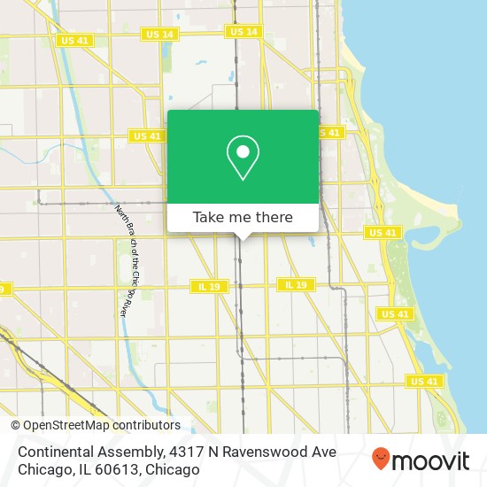 Mapa de Continental Assembly, 4317 N Ravenswood Ave Chicago, IL 60613