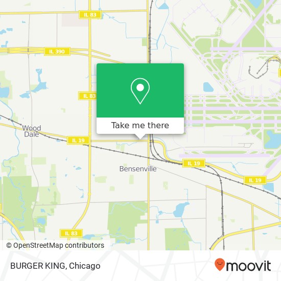 Mapa de BURGER KING, 111 W Irving Park Rd Bensenville, IL 60106