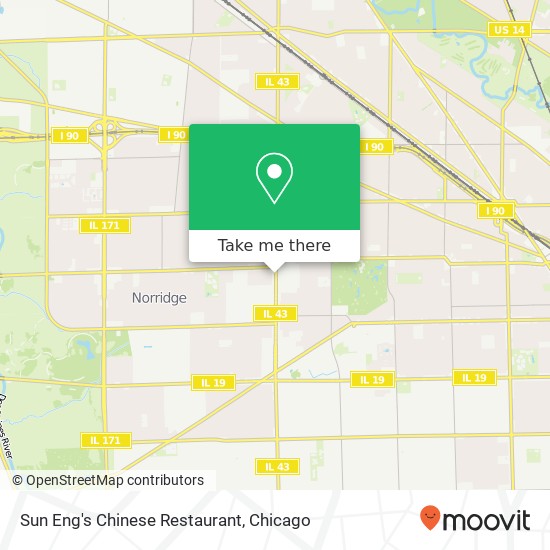 Mapa de Sun Eng's Chinese Restaurant, 4734 N Harlem Ave Harwood Heights, IL 60706