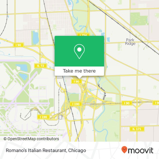 Mapa de Romano's Italian Restaurant, 9785 W Higgins Rd Rosemont, IL 60018