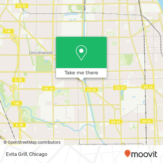 Mapa de Evita Grill, 6112 N Lincoln Ave Chicago, IL 60659