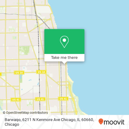 Mapa de Barwaqo, 6211 N Kenmore Ave Chicago, IL 60660