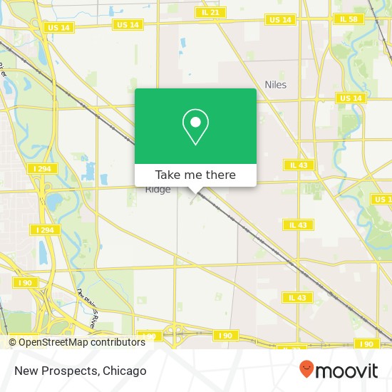Mapa de New Prospects, 110 S Prospect Ave Park Ridge, IL 60068