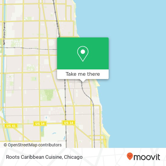 Mapa de Roots Caribbean Cuisine, 1343 W Morse Ave Chicago, IL 60626