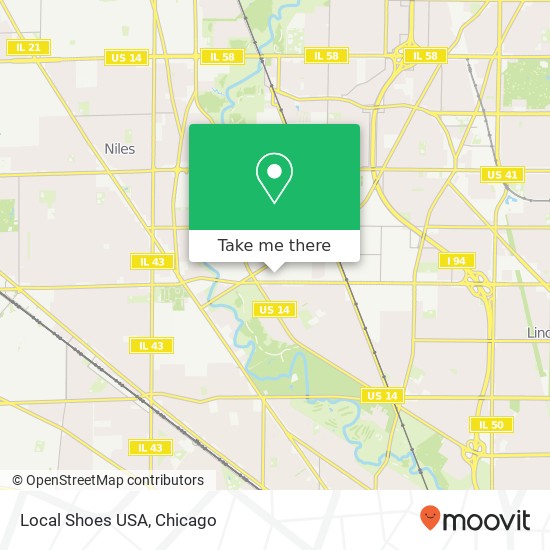 Mapa de Local Shoes USA, 6310 W Touhy Ave Niles, IL 60714