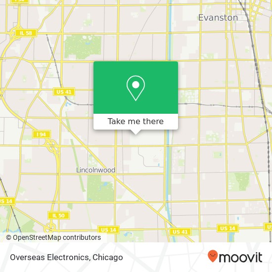 Mapa de Overseas Electronics, 7324 Lawndale Ave Skokie, IL 60076