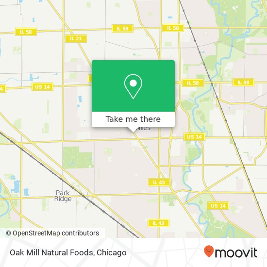 Mapa de Oak Mill Natural Foods, 8062 N Milwaukee Ave Niles, IL 60714