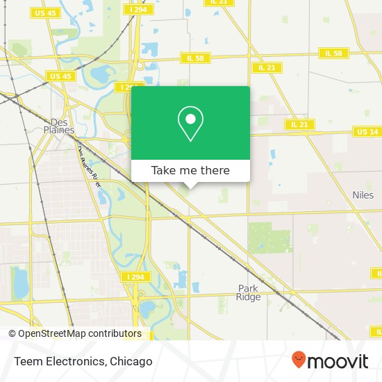 Mapa de Teem Electronics, 1231 N Dee Rd Park Ridge, IL 60068