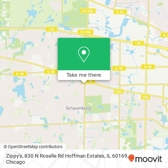 Mapa de Zippy's, 830 N Roselle Rd Hoffman Estates, IL 60169