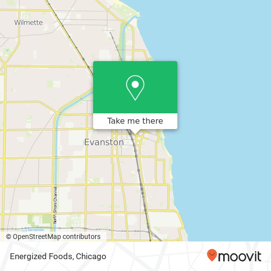 Mapa de Energized Foods, 1596 Sherman Ave Evanston, IL 60201