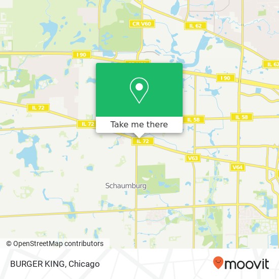 Mapa de BURGER KING, 50 E Higgins Rd Hoffman Estates, IL 60169