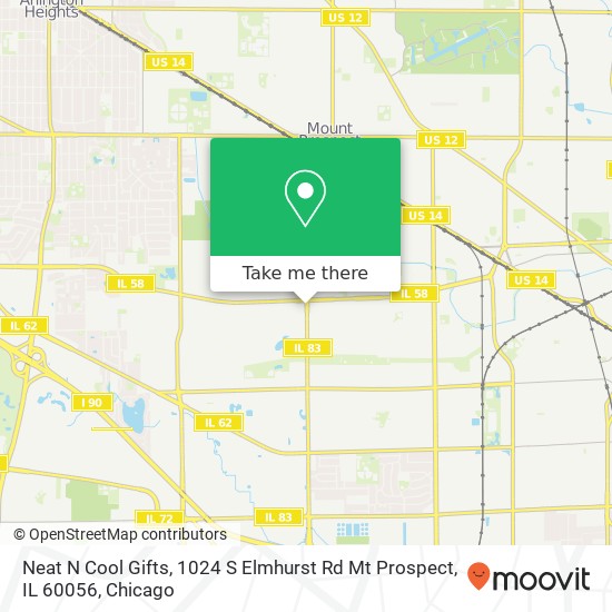 Mapa de Neat N Cool Gifts, 1024 S Elmhurst Rd Mt Prospect, IL 60056