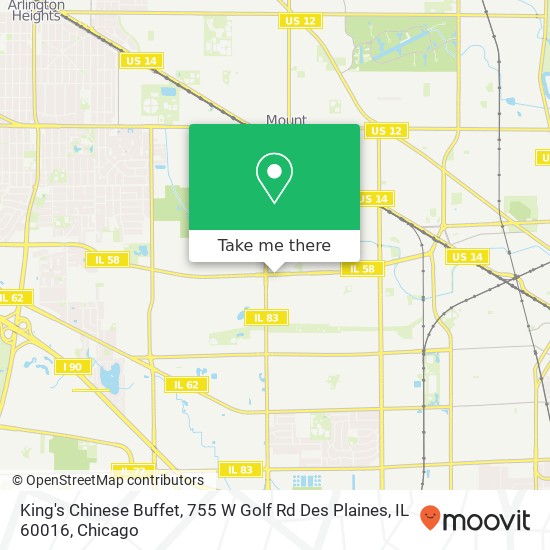 King's Chinese Buffet, 755 W Golf Rd Des Plaines, IL 60016 map