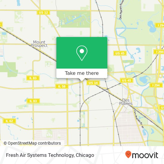 Mapa de Fresh Air Systems Technology, 433 E Golf Rd Des Plaines, IL 60016