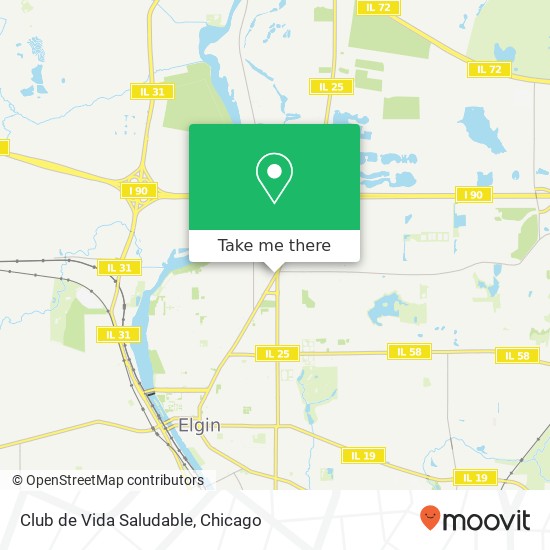 Mapa de Club de Vida Saludable, 1060 Dundee Ave Elgin, IL 60120