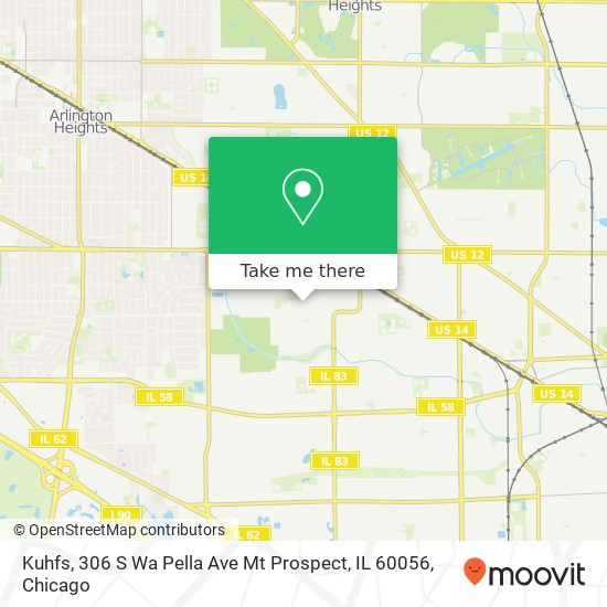 Mapa de Kuhfs, 306 S Wa Pella Ave Mt Prospect, IL 60056