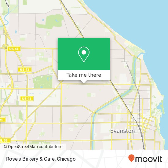 Mapa de Rose's Bakery & Cafe, 2901 Central St Evanston, IL 60201