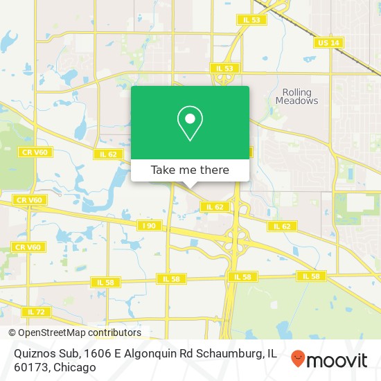 Mapa de Quiznos Sub, 1606 E Algonquin Rd Schaumburg, IL 60173