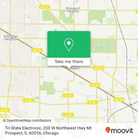 Mapa de Tri-State Electronic, 200 W Northwest Hwy Mt Prospect, IL 60056