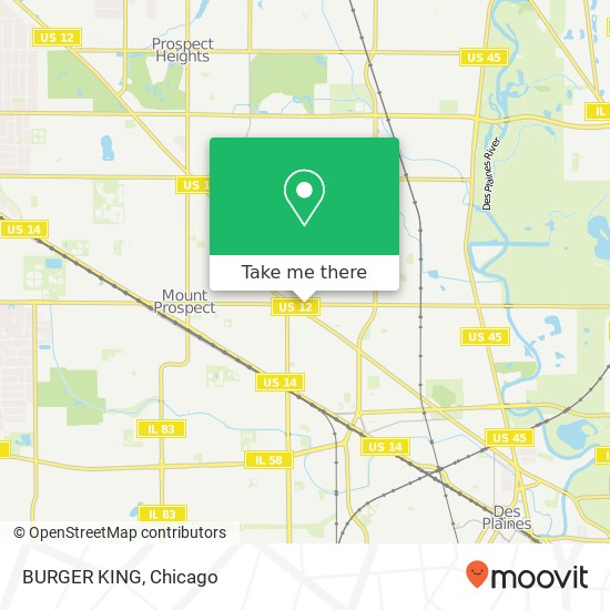 Mapa de BURGER KING, 1205 E Central Rd Mt Prospect, IL 60016