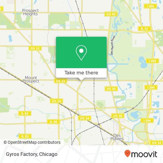 Mapa de Gyros Factory, 668 N Wolf Rd Des Plaines, IL 60016