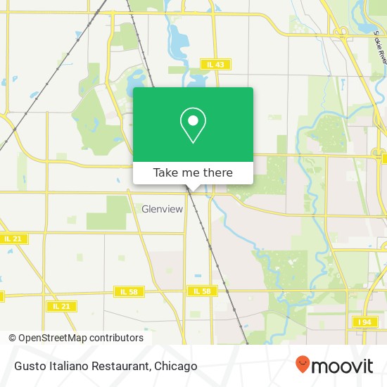 Mapa de Gusto Italiano Restaurant, 1834 Glenview Rd Glenview, IL 60025