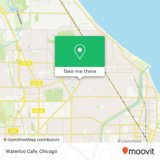 Mapa de Waterloo Cafe, 340 Ridge Rd Wilmette, IL 60091