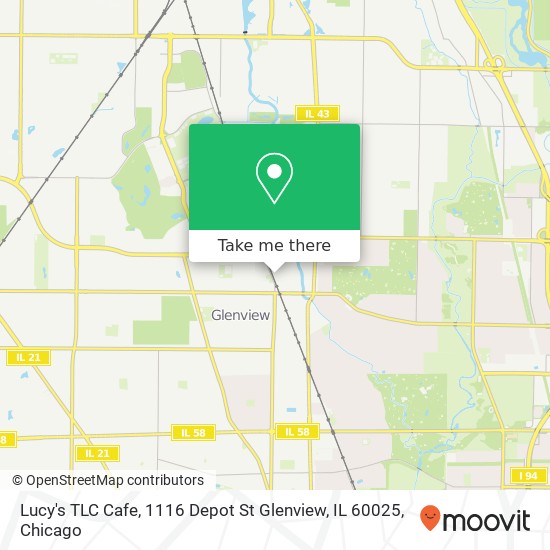 Mapa de Lucy's TLC Cafe, 1116 Depot St Glenview, IL 60025